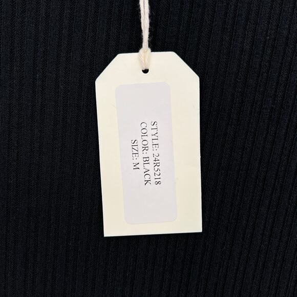 ENZA COSTA Long Sleeve Dress Womens Medium Black Scoop Stretch Rib Knit NEW - Picture 8 of 14